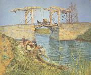 Vincent Van Gogh The Langlois Bridge at Arles with Women Washing (nn04) oil painting artist